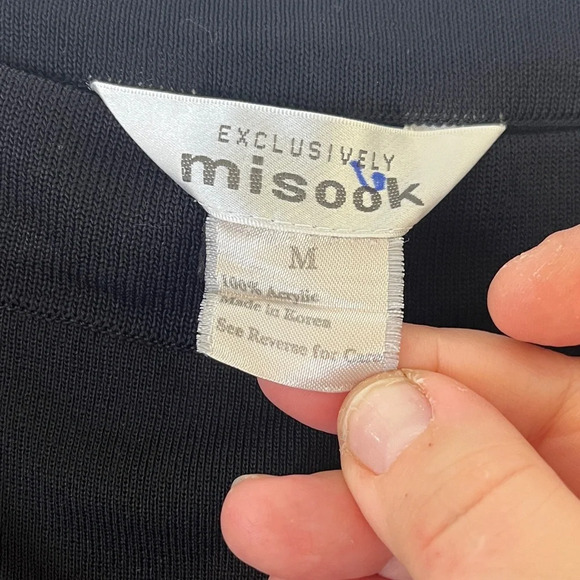 VNTG Exclusively Misook Sz M Black High Waisted Knit Pants Elastic WaistWide Leg - Picture 6 of 12